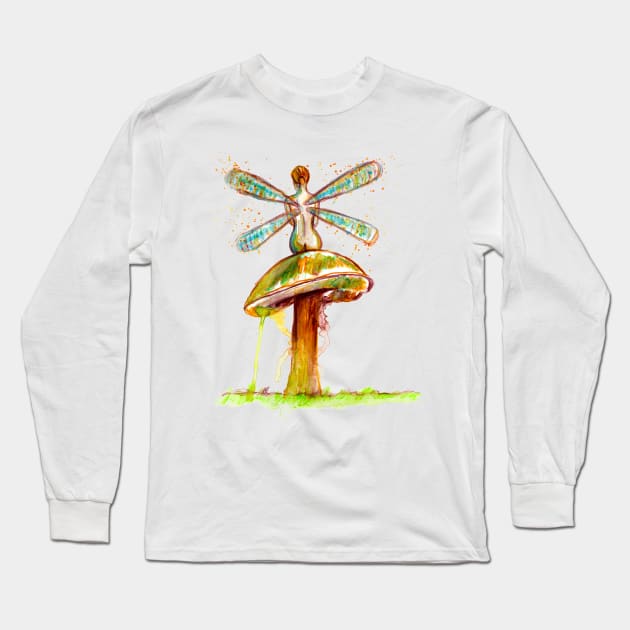 Mushroom Fairy Sitting Long Sleeve T-Shirt by beaugeste2280@yahoo.com